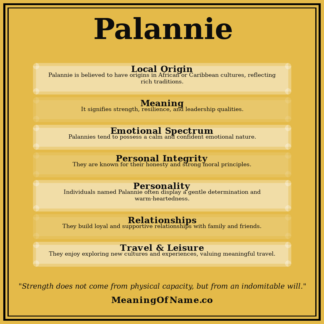 Palannie name meaning poster