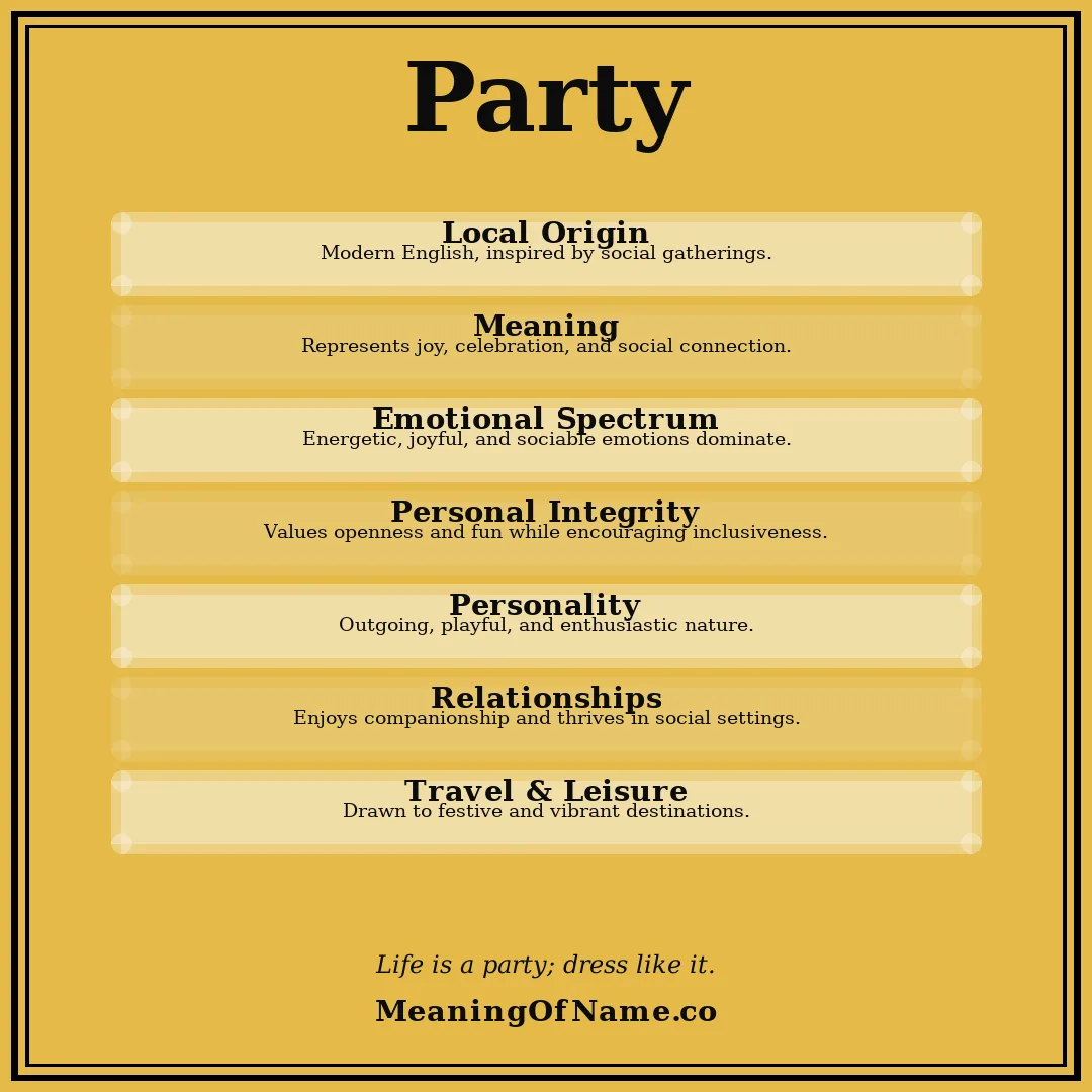 Party name meaning poster
