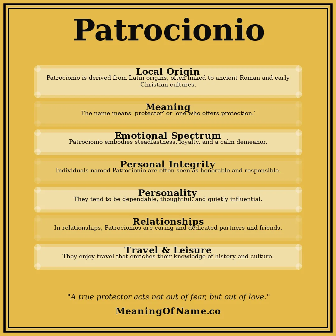 Patrocionio name meaning poster