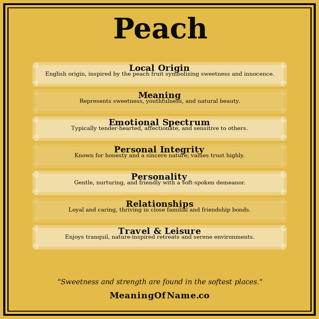 Peach name meaning poster