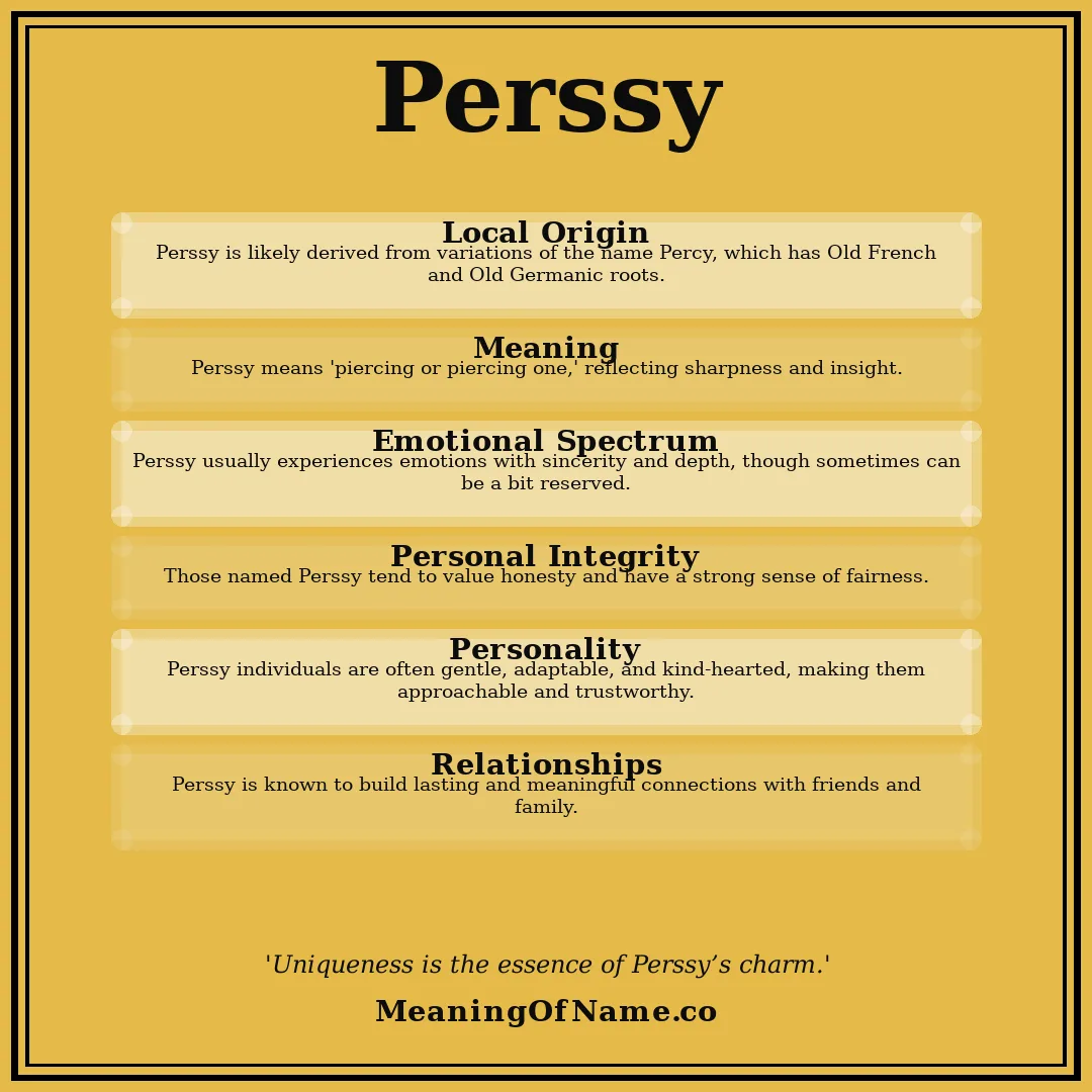 Perssy name meaning poster