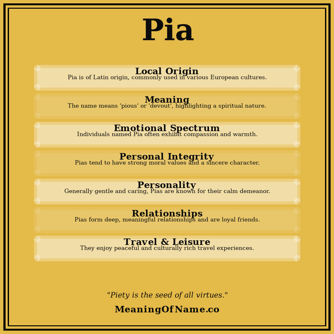 Pia name meaning poster