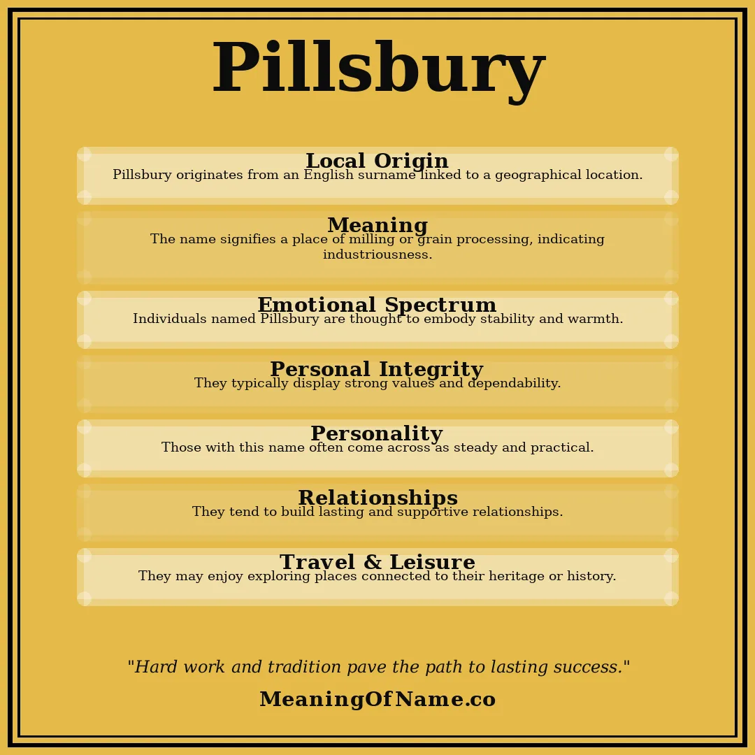 Pillsbury name meaning poster