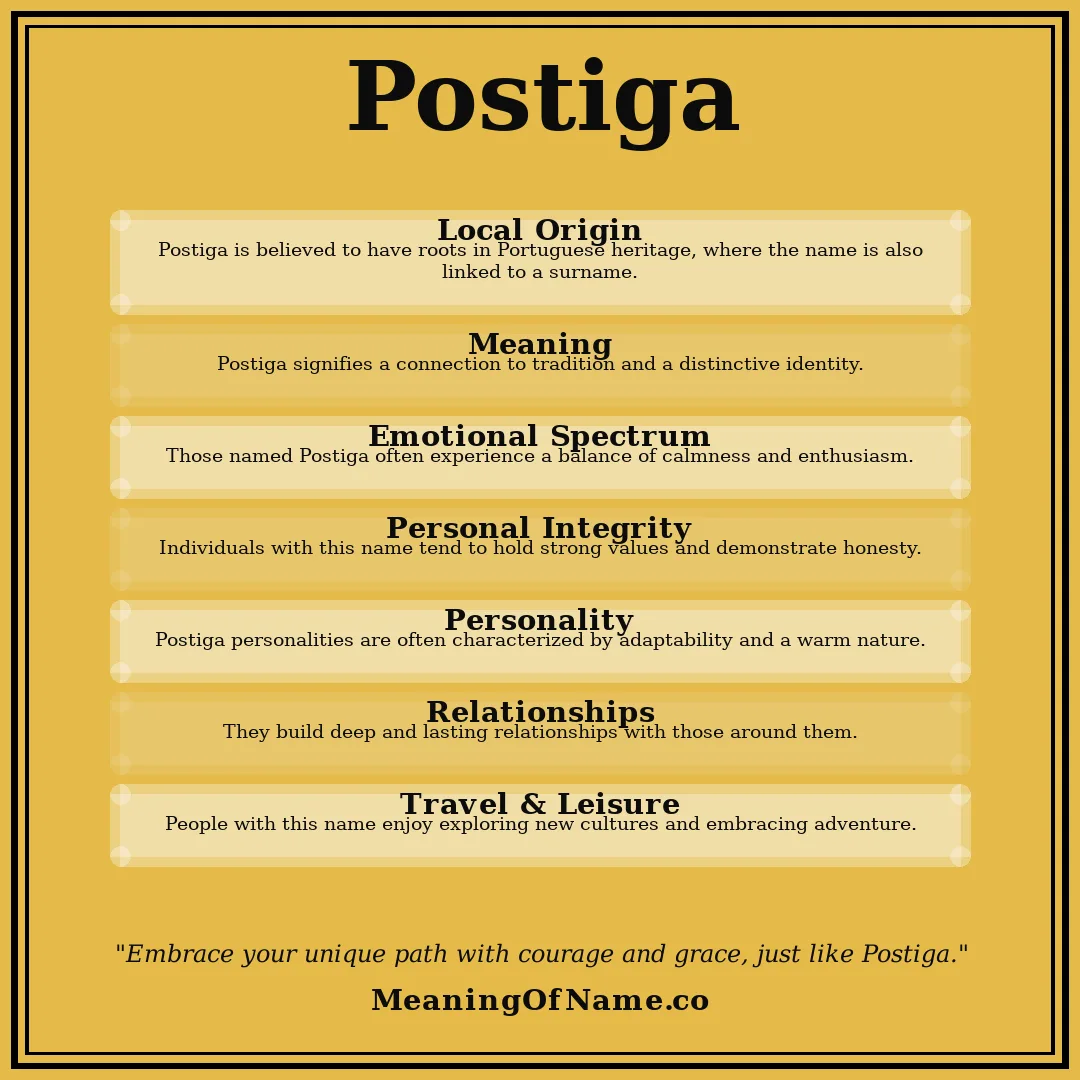 Postiga name meaning poster