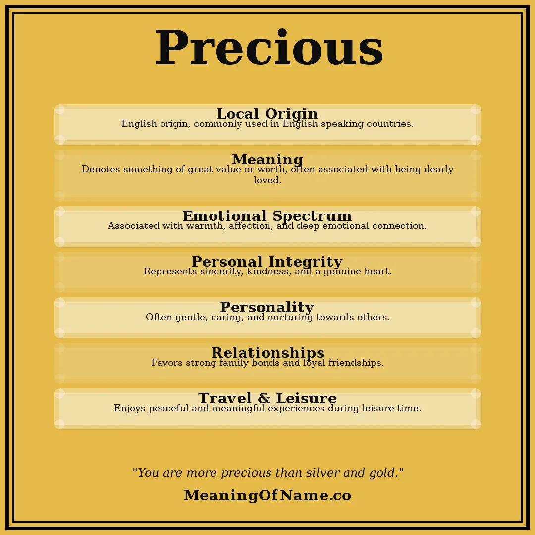 Precious name meaning poster