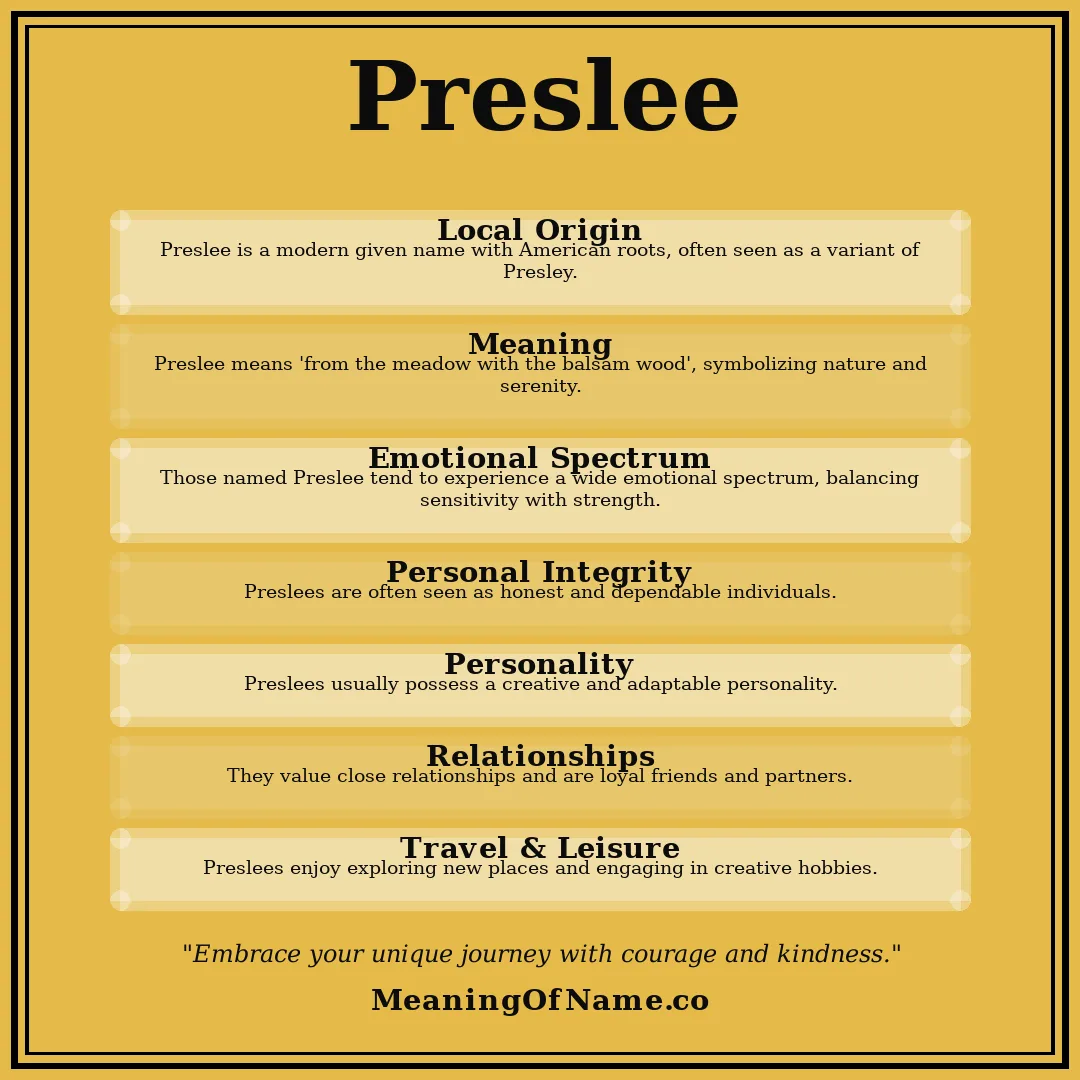 Preslee name meaning poster