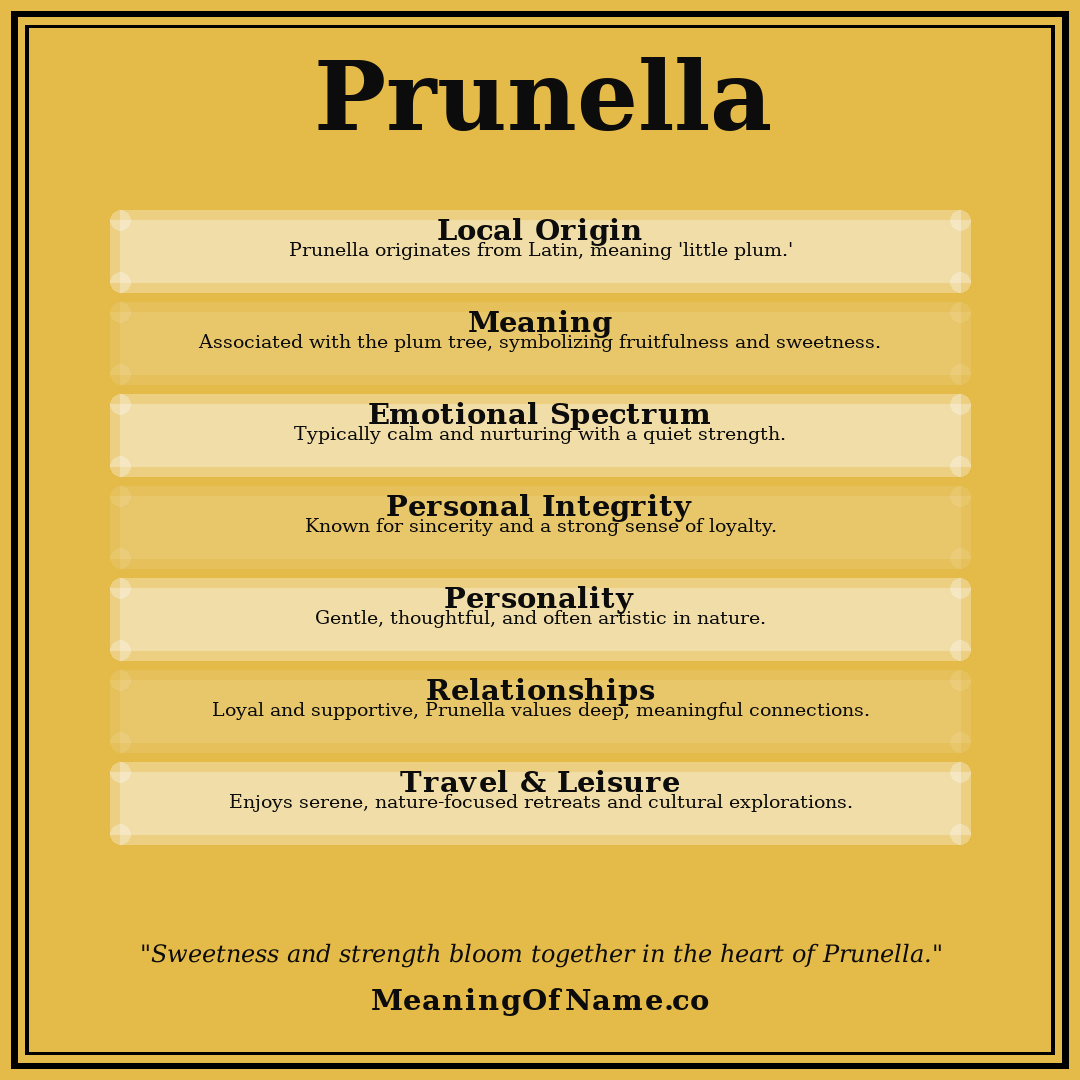 Prunella name meaning poster