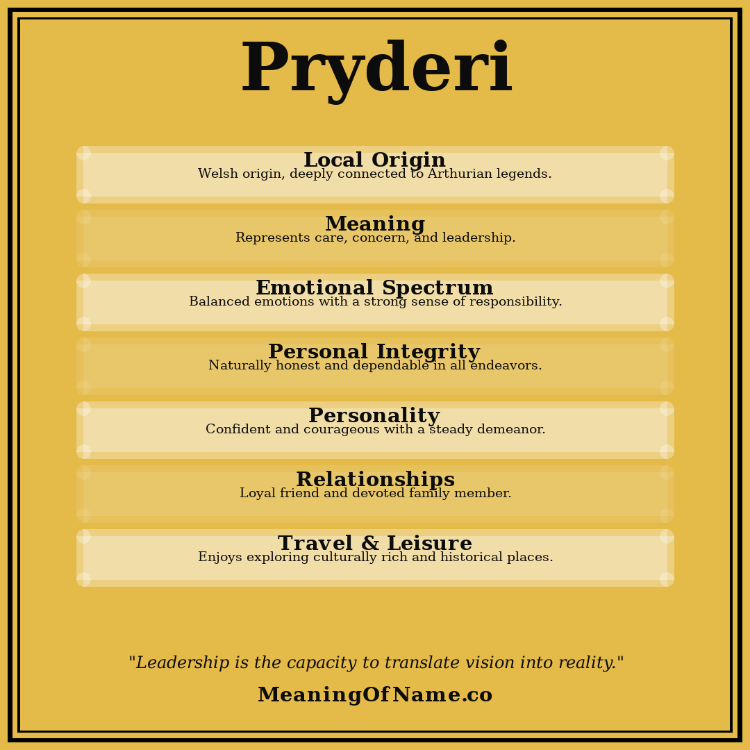 Pryderi name meaning poster