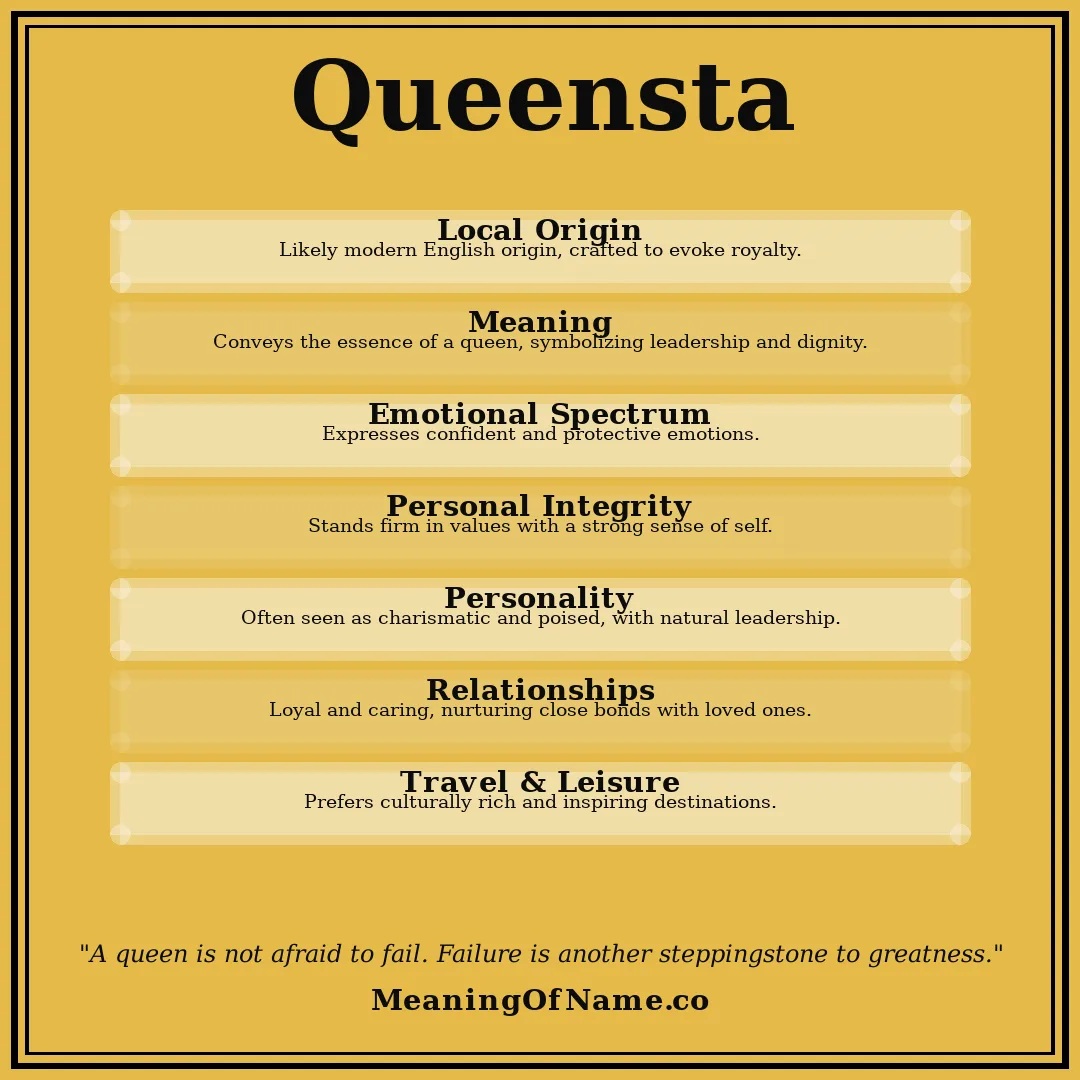 Queensta name meaning poster