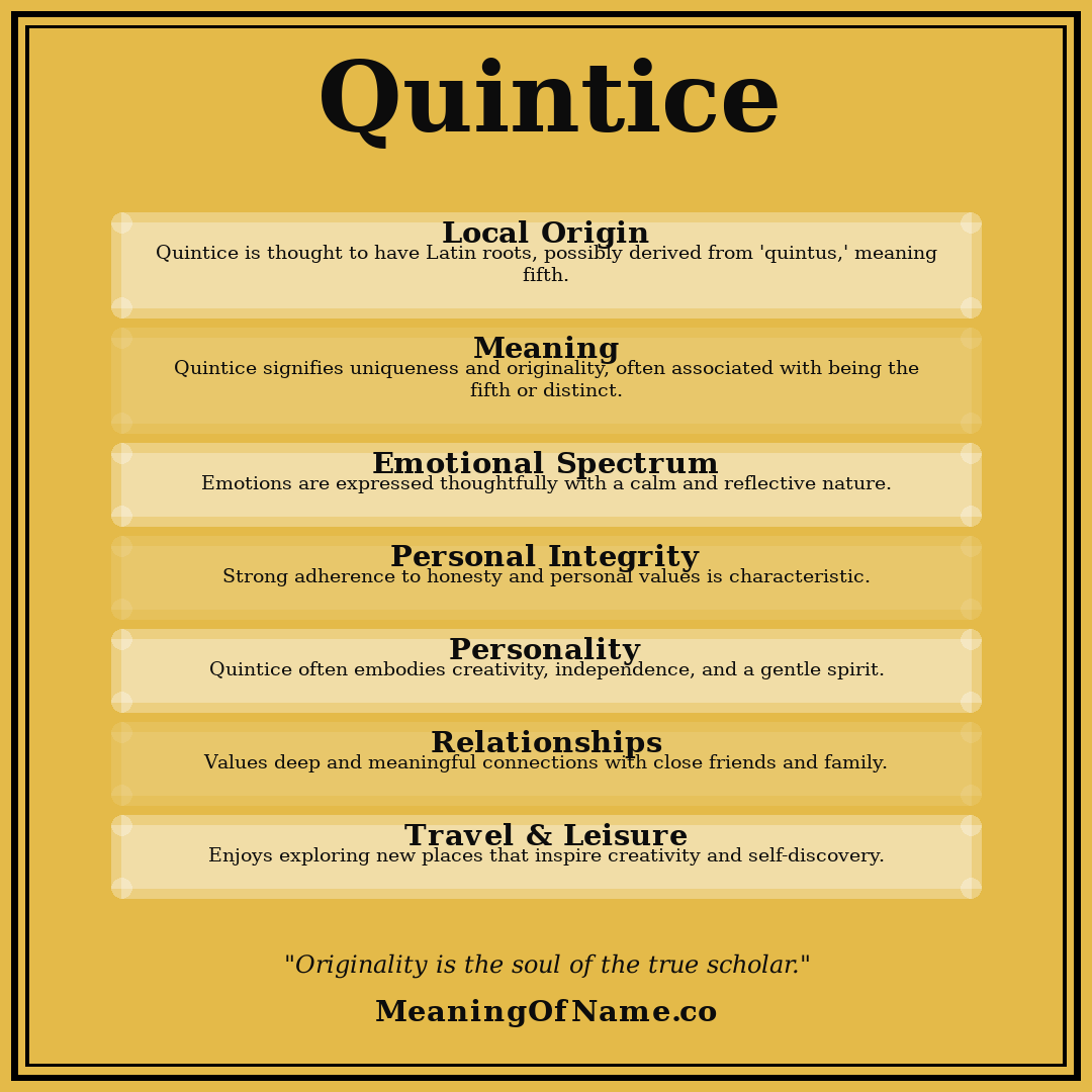 Quintice name meaning poster
