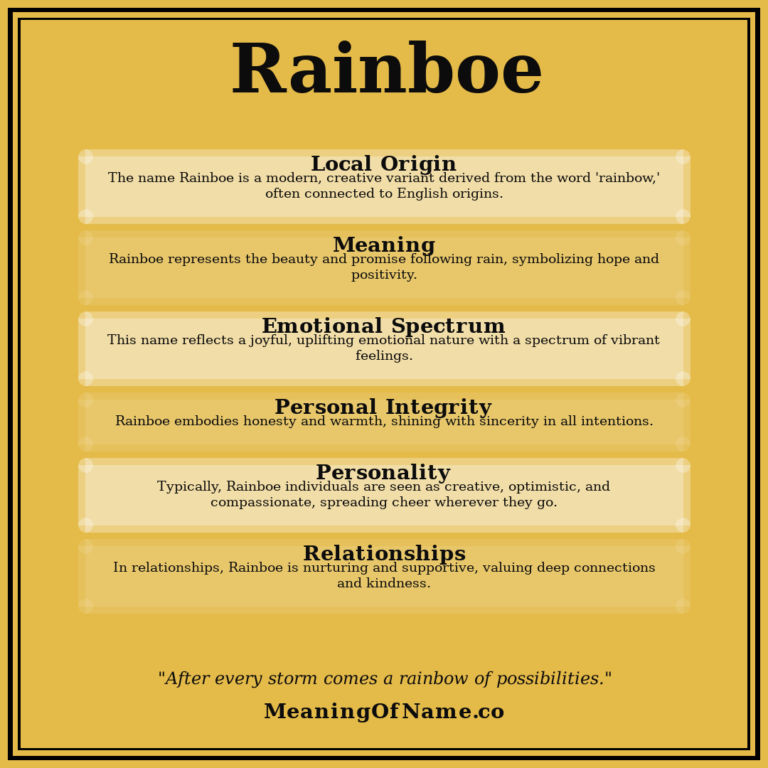 Rainboe name meaning poster
