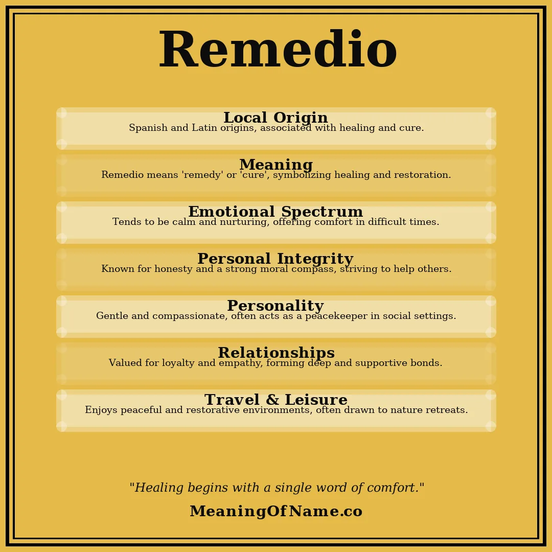 Remedio name meaning poster