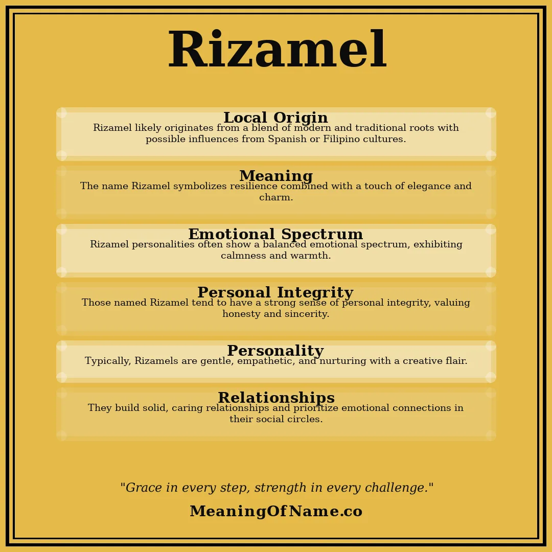 Rizamel name meaning poster