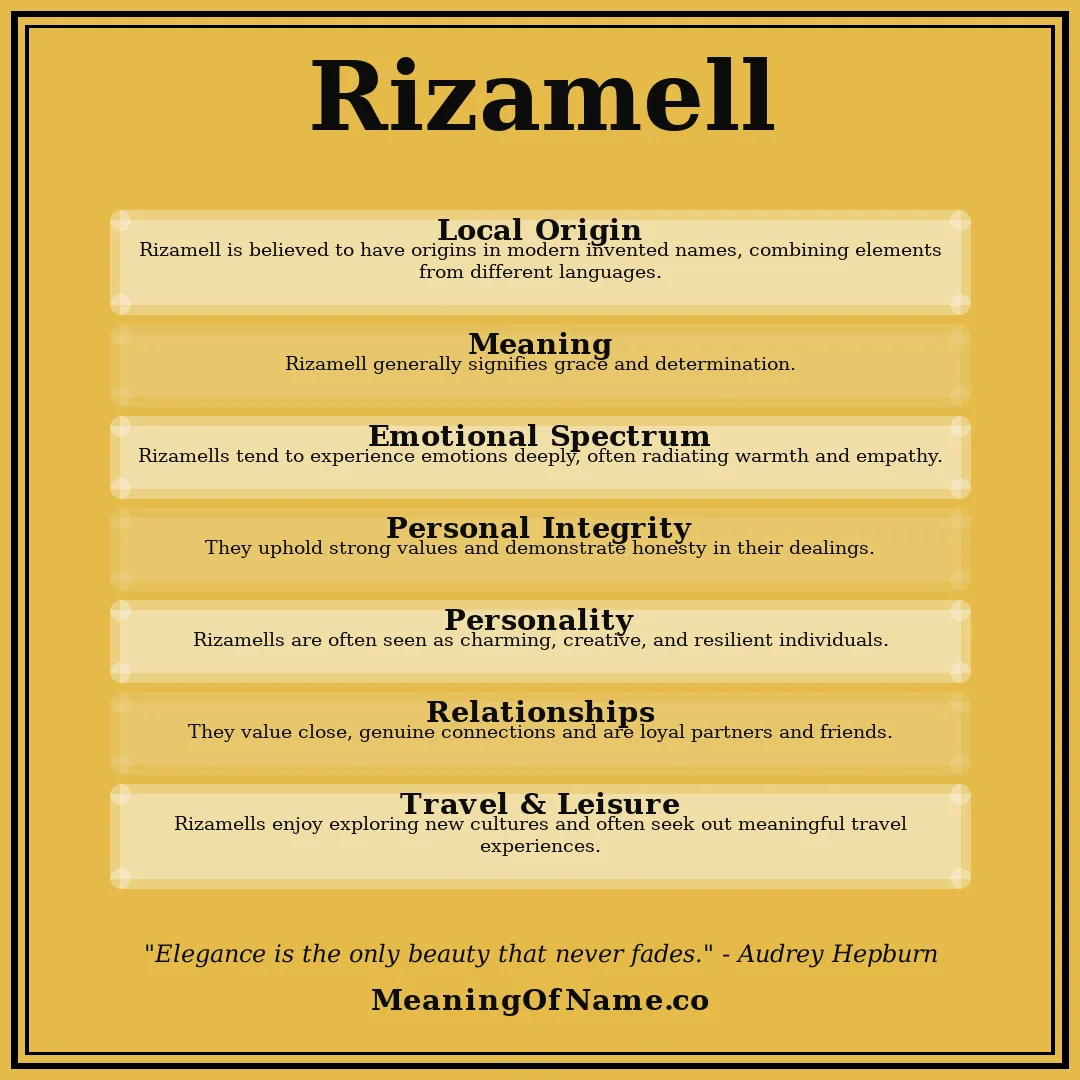 Rizamell name meaning poster