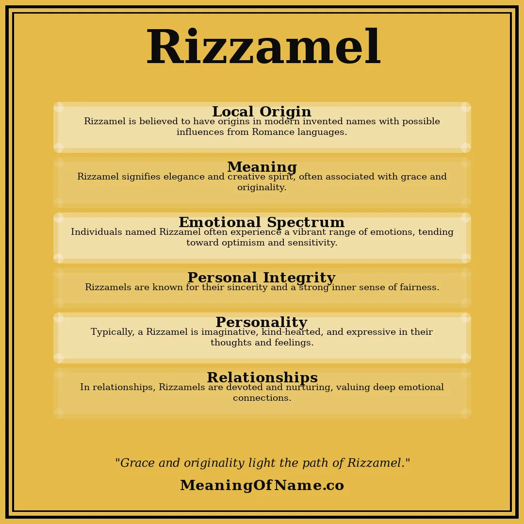 Rizzamel name meaning poster
