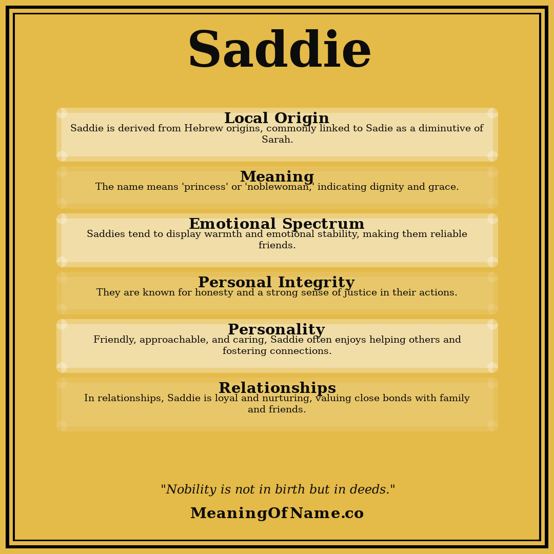 Saddie name meaning poster