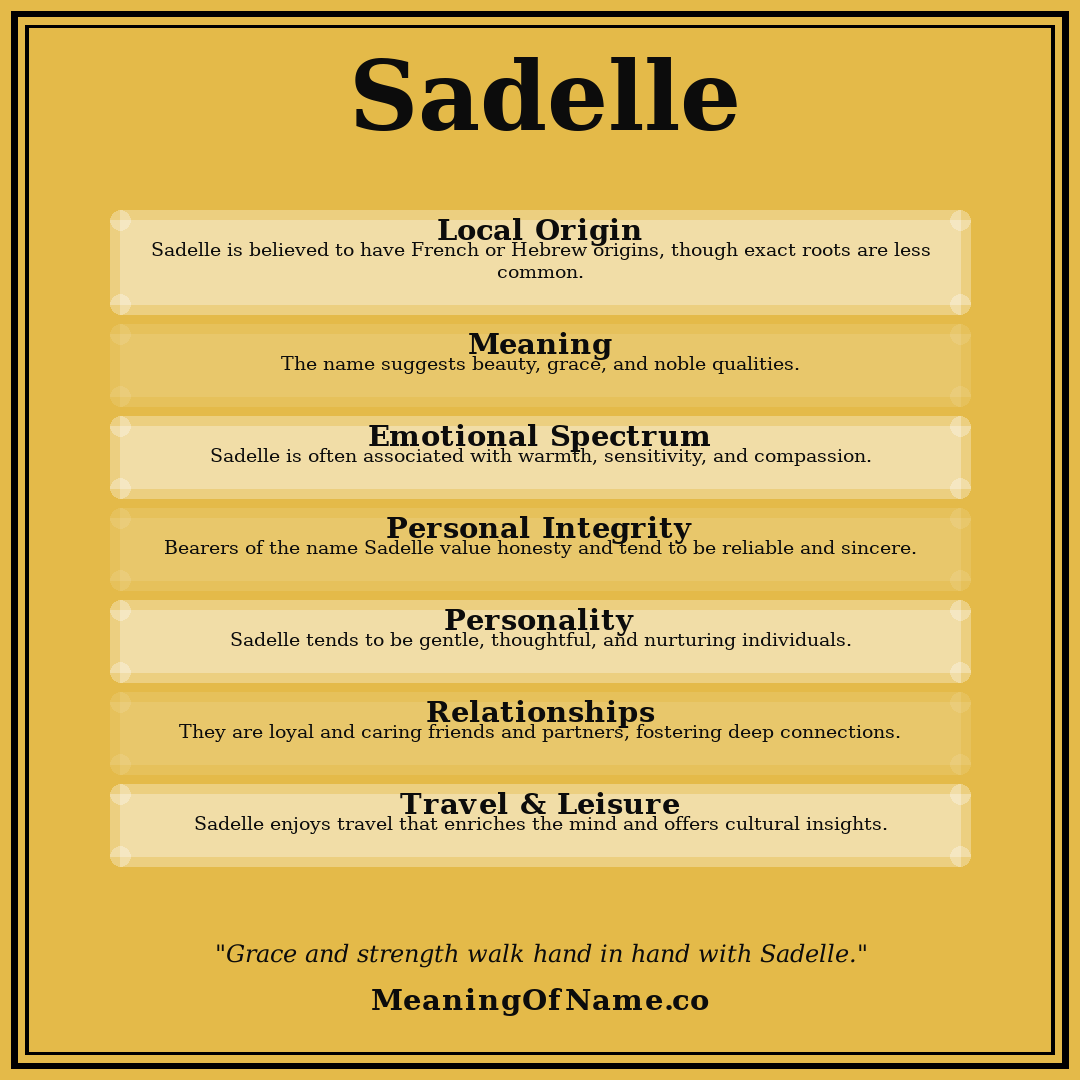 Sadelle name meaning poster