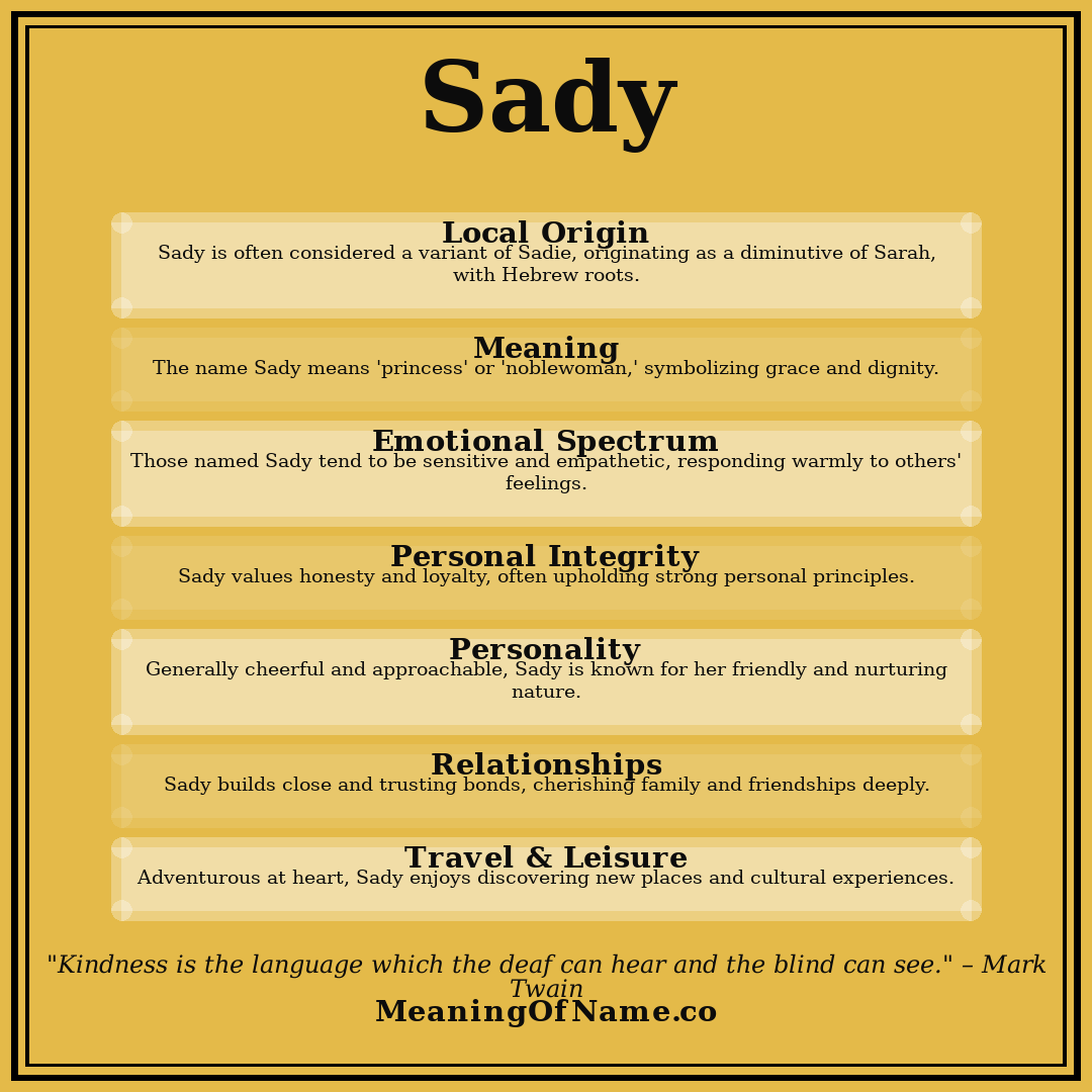 Sady name meaning poster