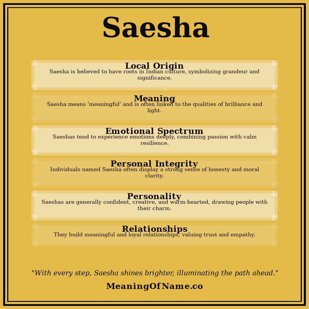 Saesha name meaning poster