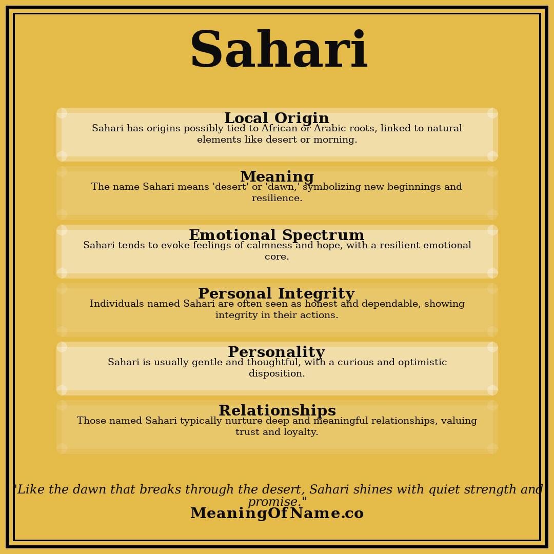 Sahari name meaning poster