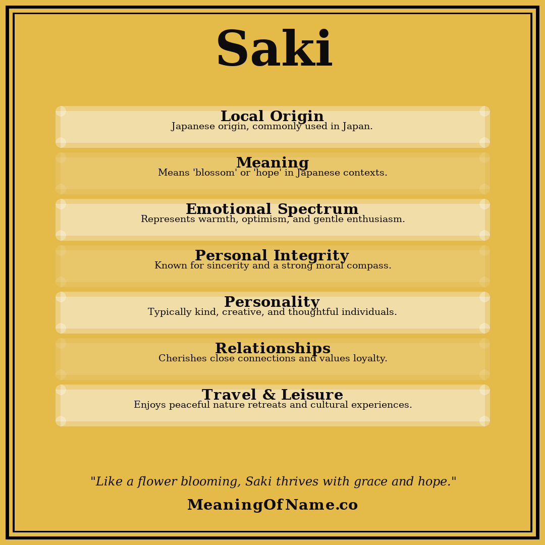 Saki name meaning poster