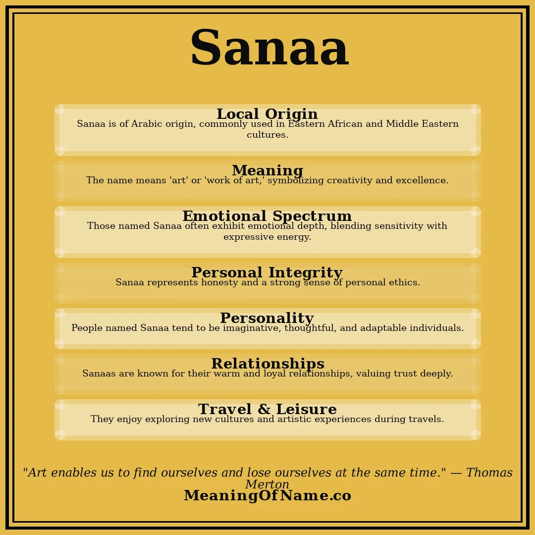 Sanaa name meaning poster