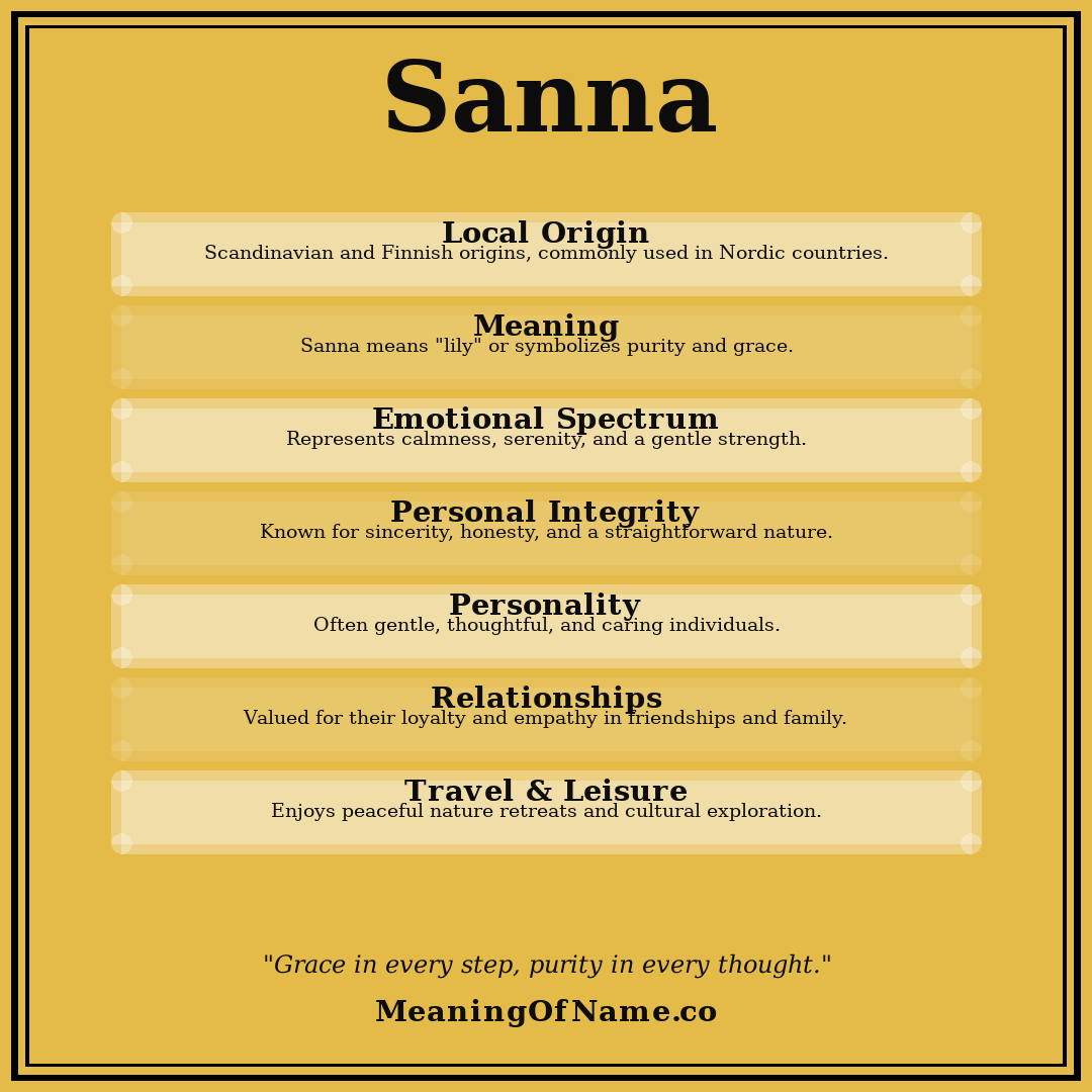Sanna name meaning poster