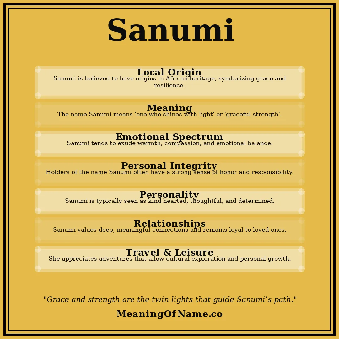 Sanumi name meaning poster