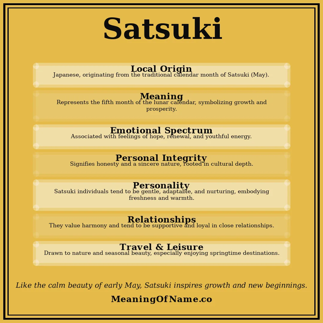Satsuki name meaning poster
