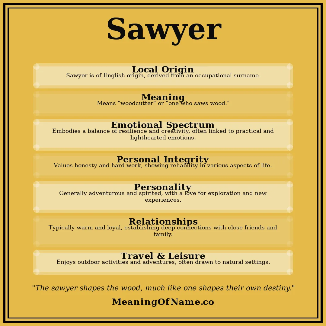 Sawyer name meaning poster