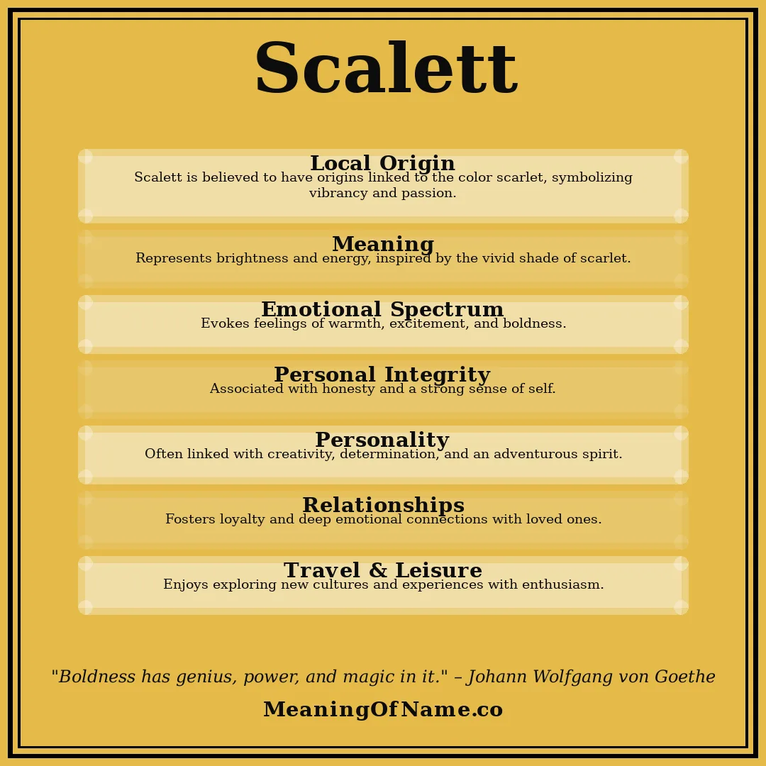 Scalett name meaning poster