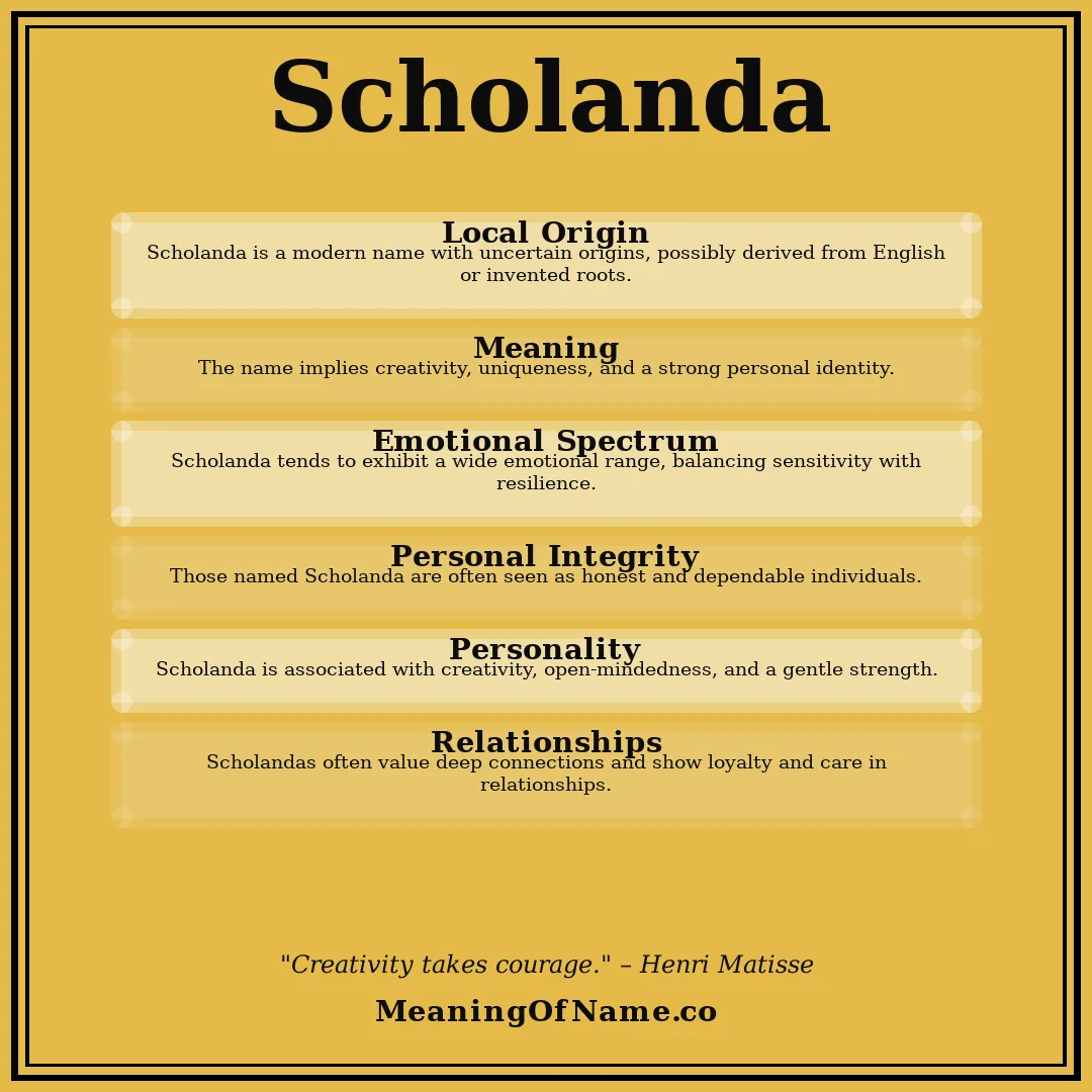 Scholanda name meaning poster