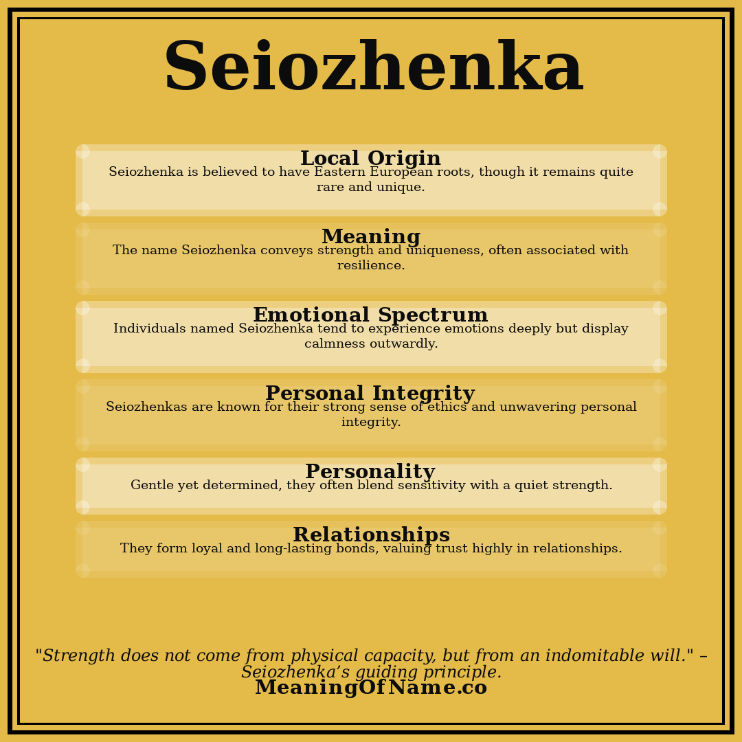 Seiozhenka name meaning poster