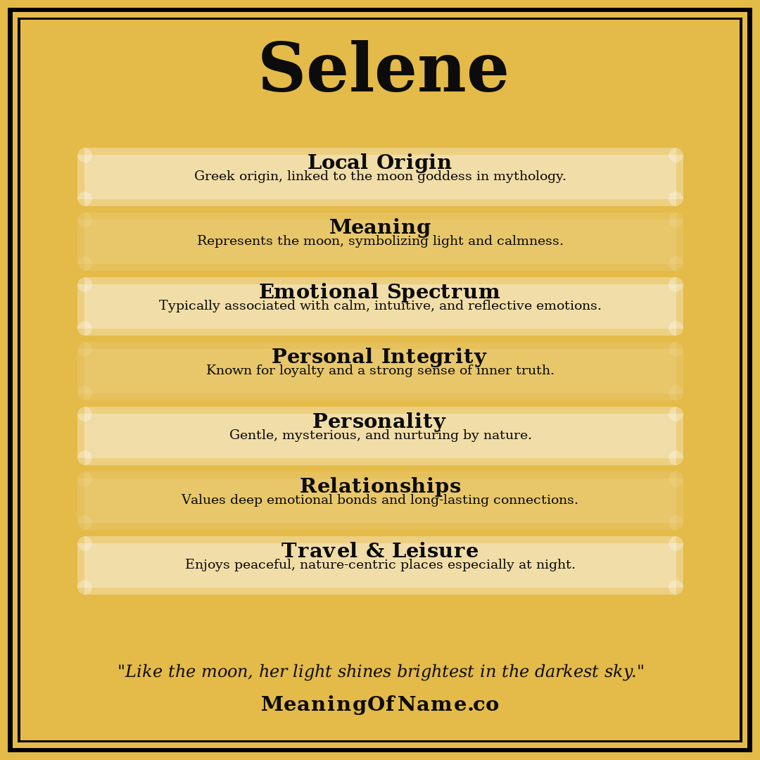 Selene name meaning poster