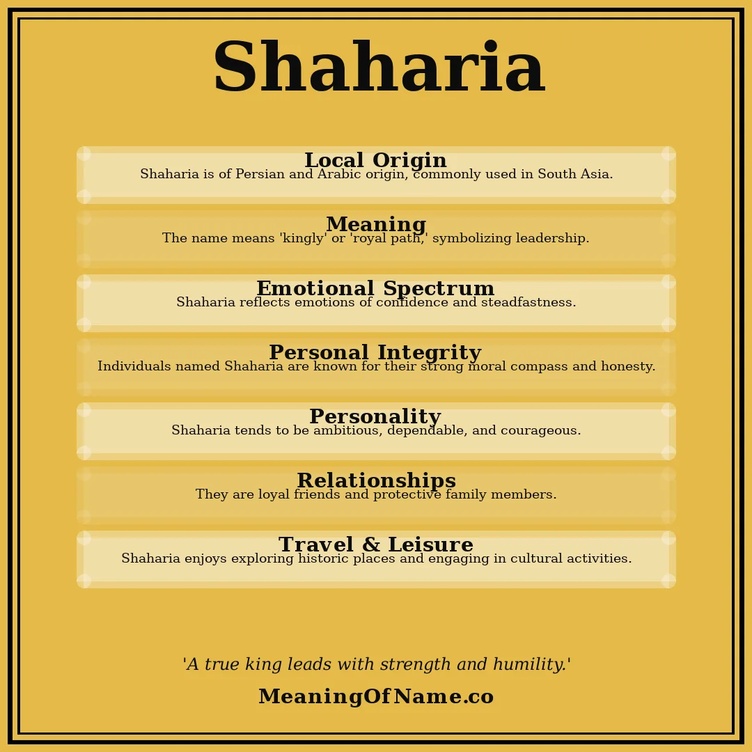 Shaharia name meaning poster