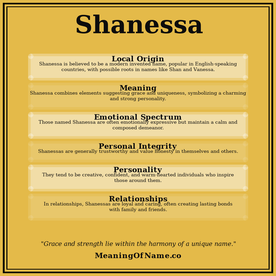 Shanessa name meaning poster
