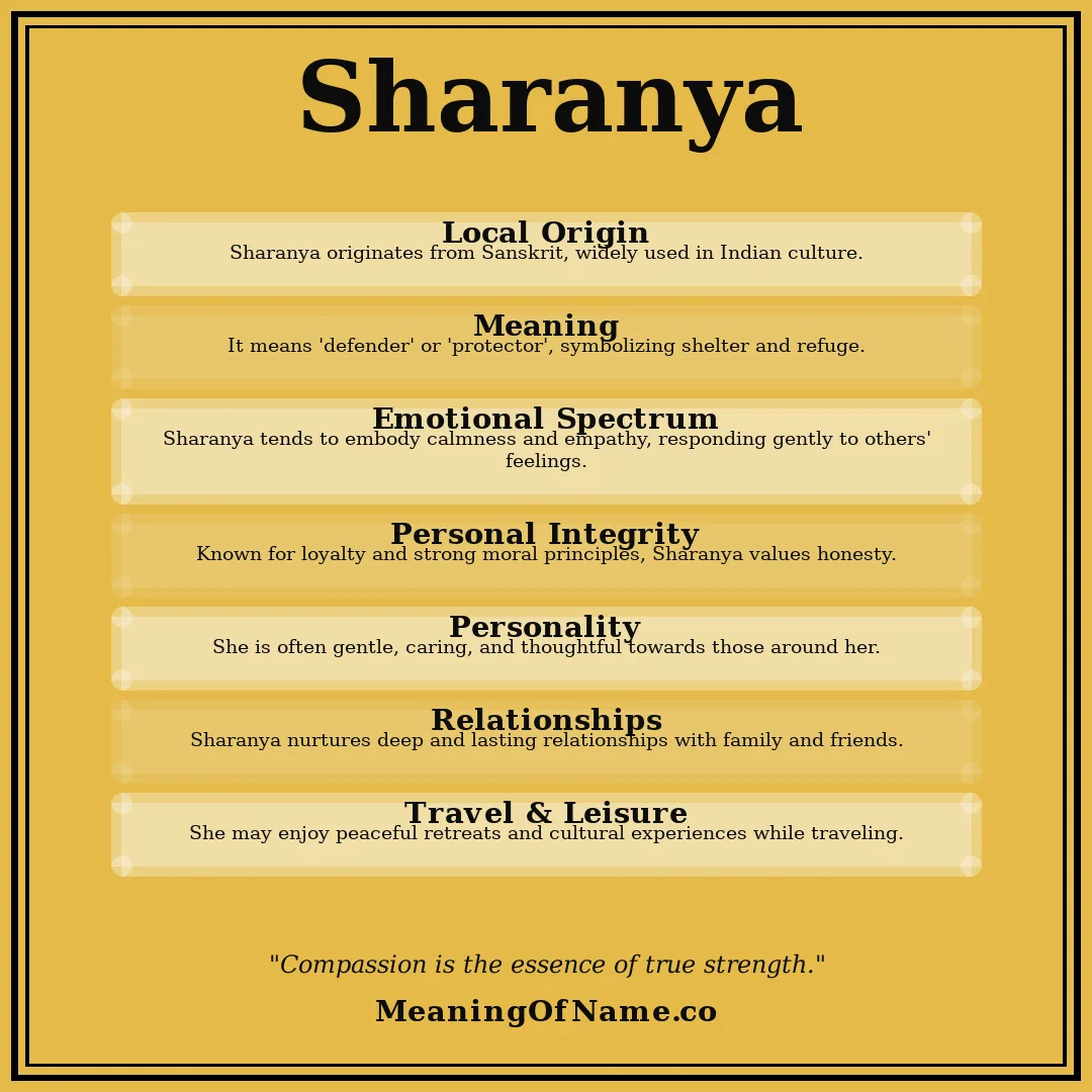 Sharanya name meaning poster