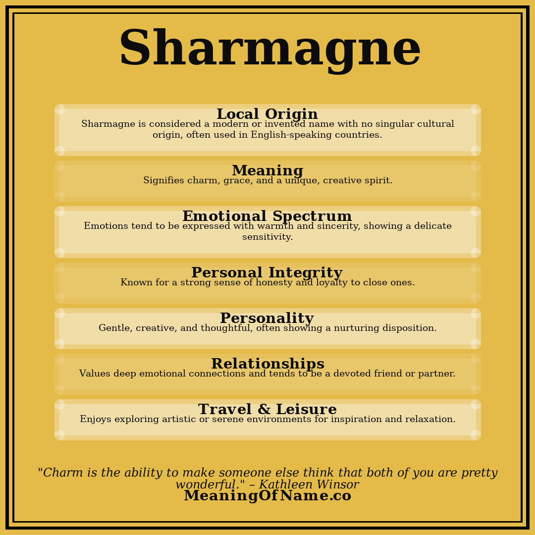 Sharmagne name meaning poster