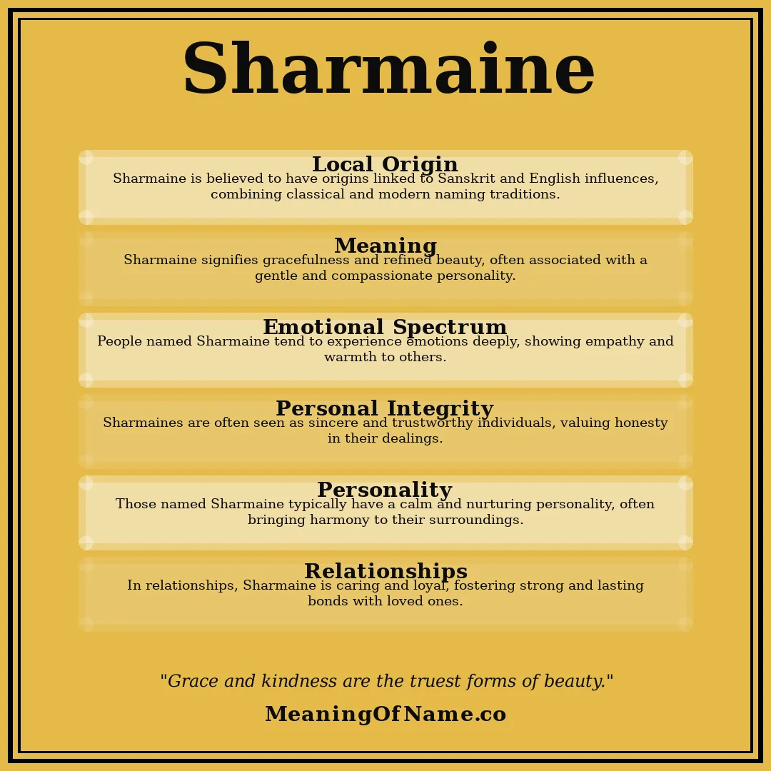 Sharmaine name meaning poster