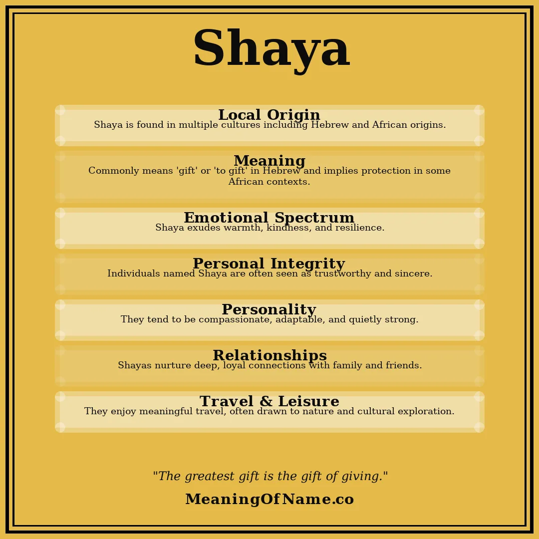 Shaya name meaning poster