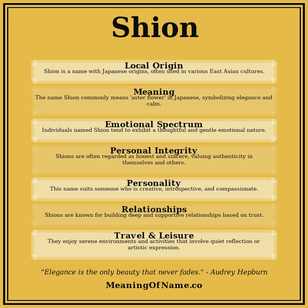 Shion name meaning poster