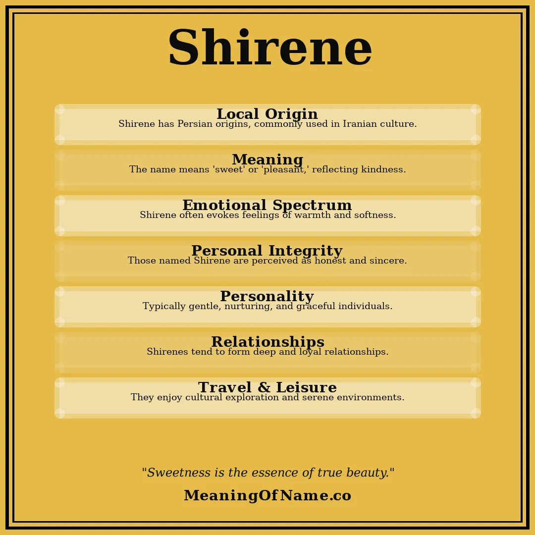 Shirene name meaning poster