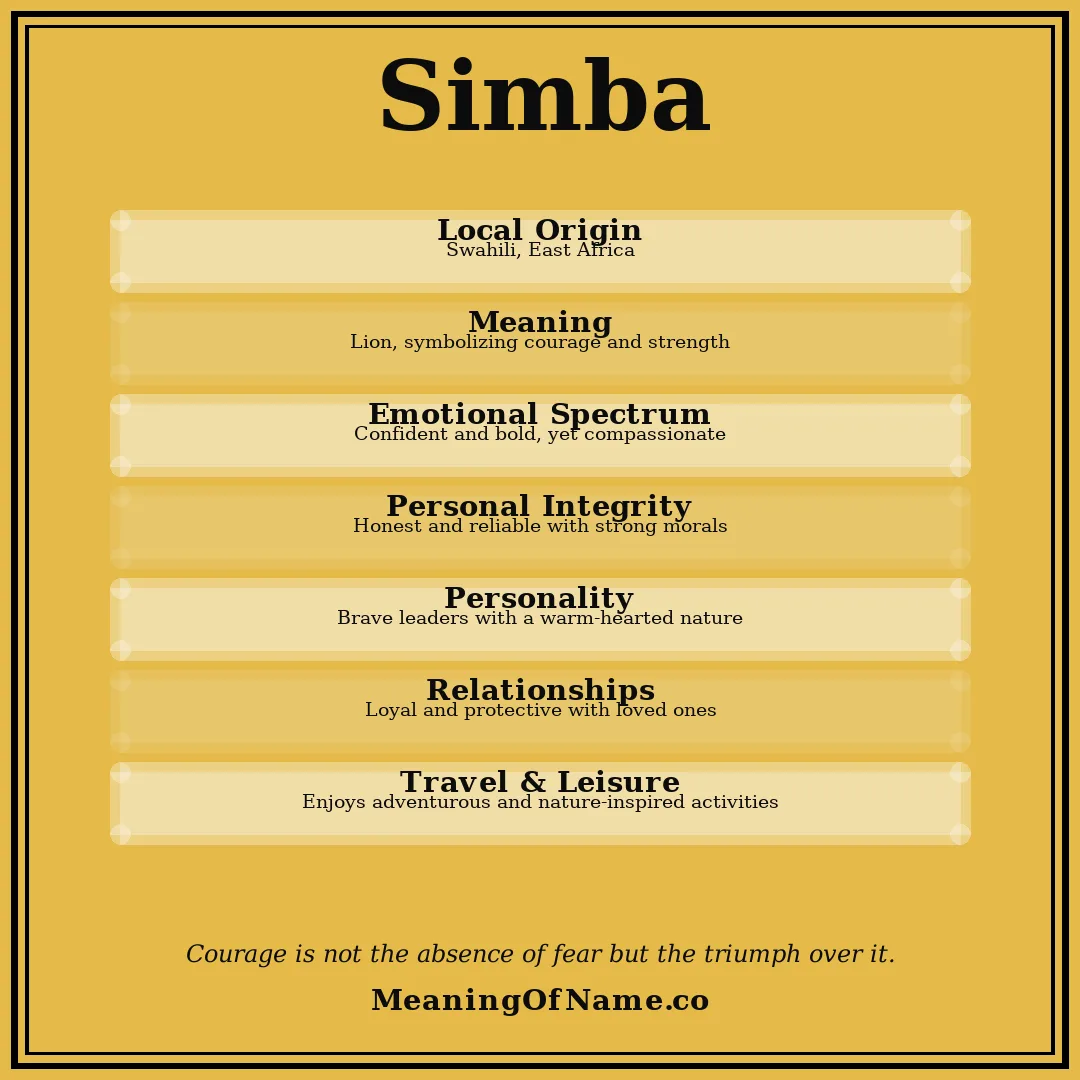 Simba name meaning poster