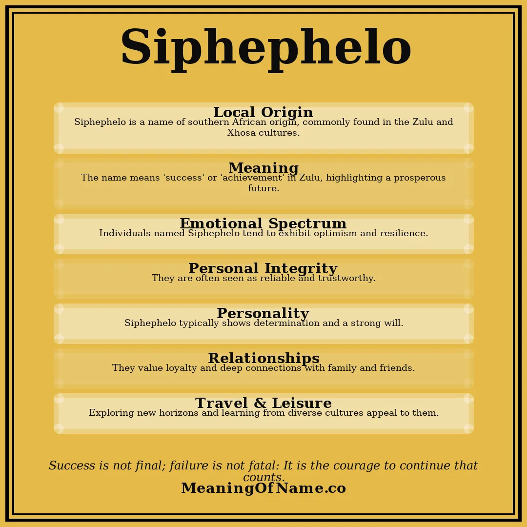 Siphephelo name meaning poster