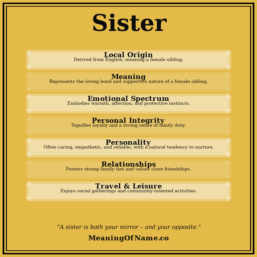 Sister name meaning poster