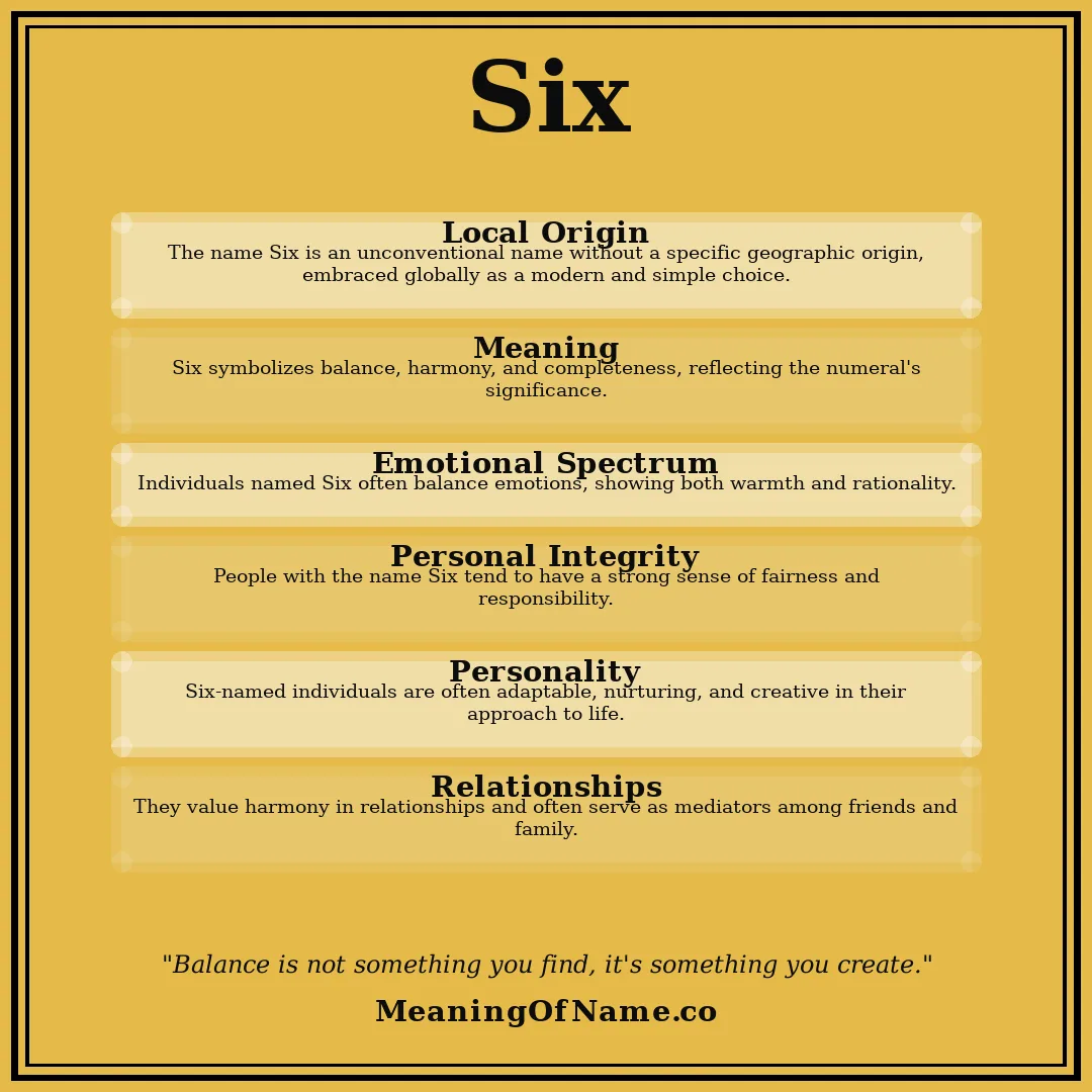 Six name meaning poster