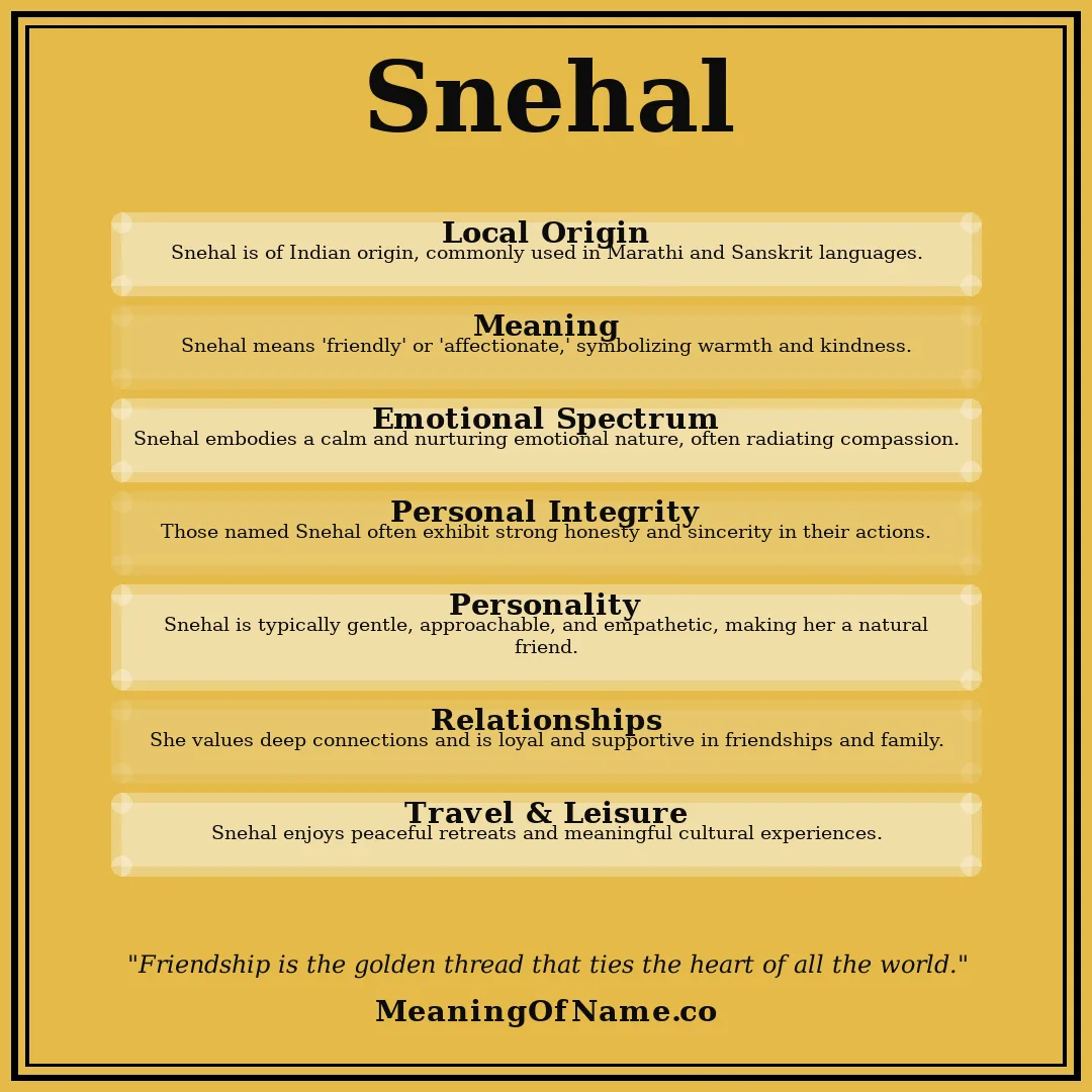 Snehal name meaning poster