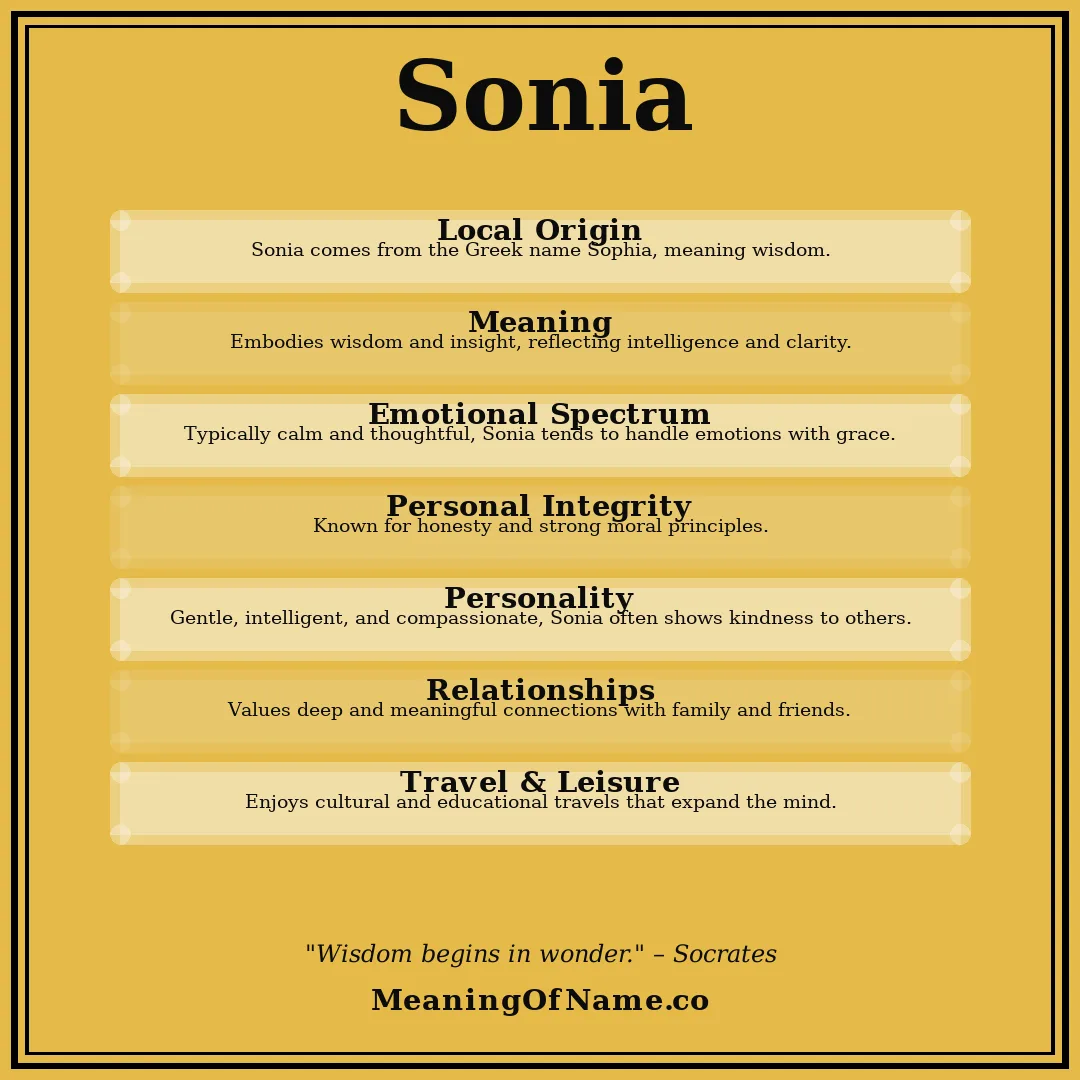 Sonia name meaning poster