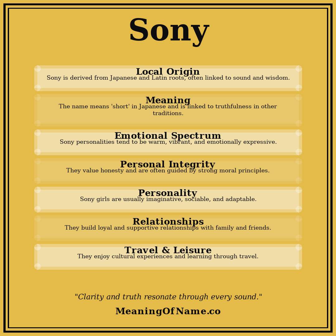 Sony name meaning poster