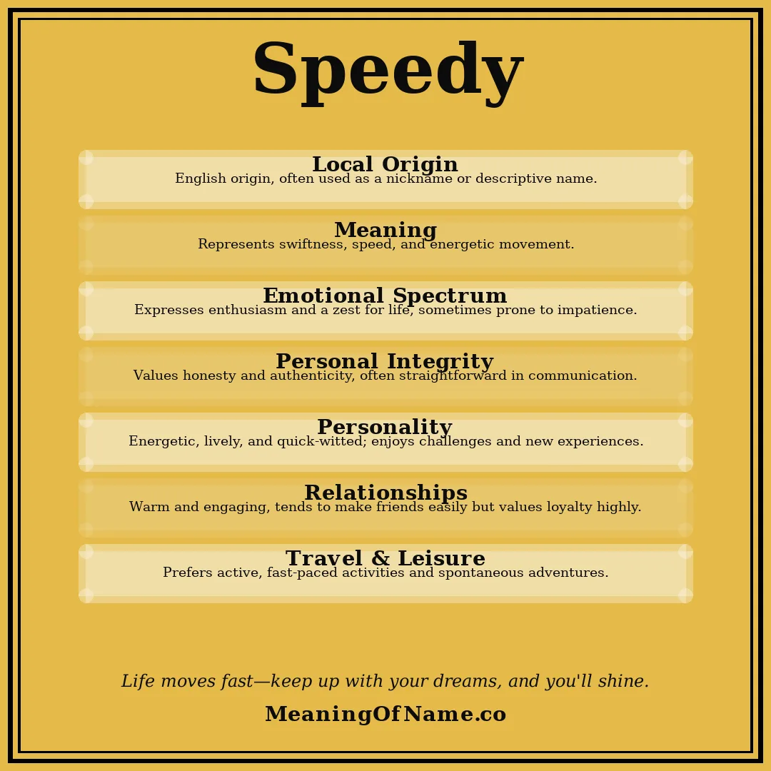 Speedy name meaning poster